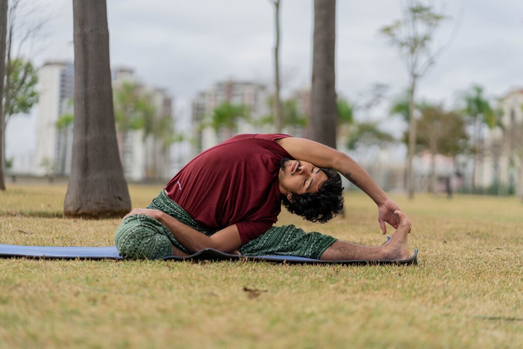 a person doing personal yoga session yoga